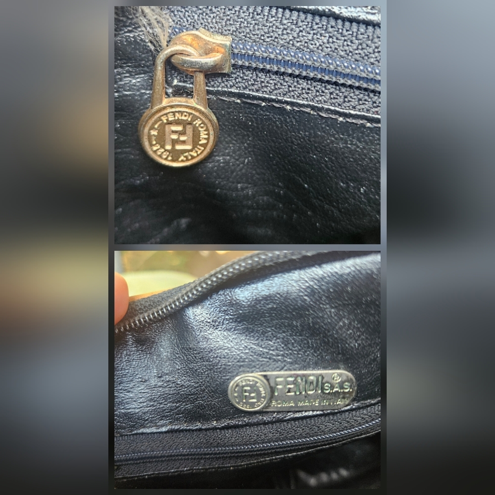 1970s Fendi Zucca Monogram Canvas Crossbody Bag in Black & Tan - Picture 9 of 12